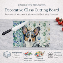 Load image into Gallery viewer, Blue Merle Cardigan Welsh Corgi Coastal Sea Glass Glass Cutting Board