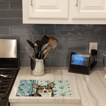 Load image into Gallery viewer, Brindle Cardigan Welsh Corgi Coastal Sea Glass Glass Cutting Board
