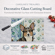 Load image into Gallery viewer, Brindle Cardigan Welsh Corgi Coastal Sea Glass Glass Cutting Board