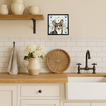 Load image into Gallery viewer, Brindle Cardigan Welsh Corgi Coastal Sea Glass Framed Metal Print