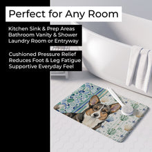 Load image into Gallery viewer, Brindle Cardigan Welsh Corgi Coastal Sea Glass Memory Foam Kitchen Mat