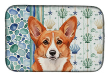 Load image into Gallery viewer, Red Cardigan Welsh Corgi Coastal Sea Glass Dish Drying Mat
