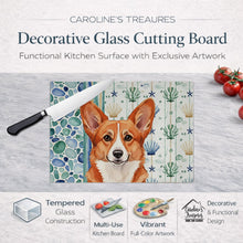 Load image into Gallery viewer, Red Cardigan Welsh Corgi Coastal Sea Glass Glass Cutting Board