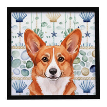 Load image into Gallery viewer, Red Cardigan Welsh Corgi Coastal Sea Glass Framed Metal Print