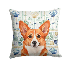 Load image into Gallery viewer, Red Cardigan Welsh Corgi Coastal Sea Glass Throw Pillow