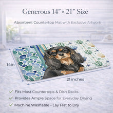 Load image into Gallery viewer, Black and Tan Cavalier Spaniel Coastal Sea Glass Dish Drying Mat