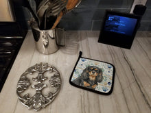 Load image into Gallery viewer, Black and Tan Cavalier Spaniel Coastal Sea Glass Pair of Pot Holders