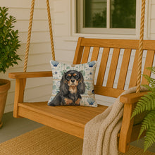 Load image into Gallery viewer, Black and Tan Cavalier Spaniel Coastal Sea Glass Throw Pillow