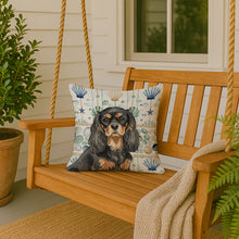 Load image into Gallery viewer, Black and Tan Cavalier Spaniel Coastal Sea Glass Throw Pillow