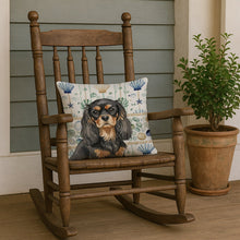 Load image into Gallery viewer, Black and Tan Cavalier Spaniel Coastal Sea Glass Throw Pillow