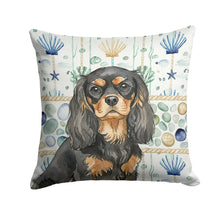 Load image into Gallery viewer, Black and Tan Cavalier Spaniel Coastal Sea Glass Throw Pillow