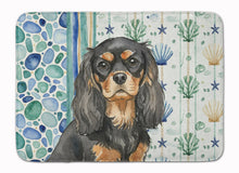 Load image into Gallery viewer, Black and Tan Cavalier Spaniel Coastal Sea Glass Memory Foam Kitchen Mat
