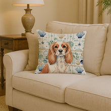 Load image into Gallery viewer, Blenheim Cavalier Spaniel Coastal Sea Glass Throw Pillow
