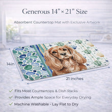 Load image into Gallery viewer, Ruby Cavalier Spaniel Coastal Sea Glass Dish Drying Mat