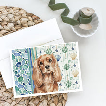 Load image into Gallery viewer, Ruby Cavalier Spaniel Coastal Sea Glass Greeting Cards Pack of 8