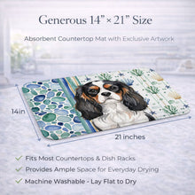 Load image into Gallery viewer, Tricolor Cavalier Spaniel Coastal Sea Glass Dish Drying Mat