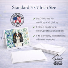 Load image into Gallery viewer, Tricolor Cavalier Spaniel Coastal Sea Glass Greeting Cards Pack of 8