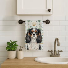 Load image into Gallery viewer, Tricolor Cavalier Spaniel Coastal Sea Glass Kitchen Towel