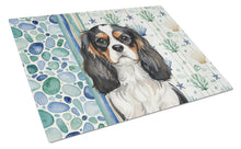 Load image into Gallery viewer, Tricolor Cavalier Spaniel Coastal Sea Glass Glass Cutting Board