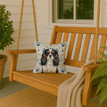 Load image into Gallery viewer, Tricolor Cavalier Spaniel Coastal Sea Glass Throw Pillow
