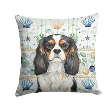 Load image into Gallery viewer, Tricolor Cavalier Spaniel Coastal Sea Glass Throw Pillow