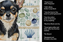 Load image into Gallery viewer, Black and Tan Chihuahua Coastal Sea Glass Kitchen Towel