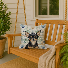 Load image into Gallery viewer, Black and Tan Chihuahua Coastal Sea Glass Throw Pillow
