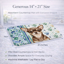 Load image into Gallery viewer, Chocolate Chihuahua Coastal Sea Glass Dish Drying Mat