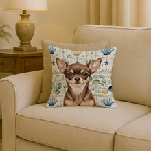 Load image into Gallery viewer, Chocolate Chihuahua Coastal Sea Glass Throw Pillow