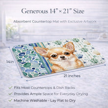 Load image into Gallery viewer, Fawn Chihuahua Coastal Sea Glass Dish Drying Mat
