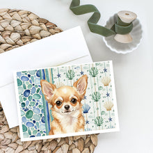 Load image into Gallery viewer, Fawn Chihuahua Coastal Sea Glass Greeting Cards Pack of 8