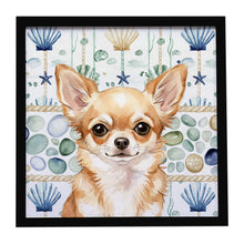 Load image into Gallery viewer, Fawn Chihuahua Coastal Sea Glass Framed Metal Print