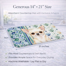 Load image into Gallery viewer, Cream Chihuahua Coastal Sea Glass Dish Drying Mat