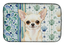 Load image into Gallery viewer, Cream Chihuahua Coastal Sea Glass Dish Drying Mat