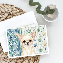 Load image into Gallery viewer, Cream Chihuahua Coastal Sea Glass Greeting Cards Pack of 8
