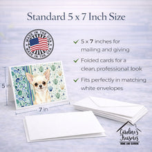 Load image into Gallery viewer, Cream Chihuahua Coastal Sea Glass Greeting Cards Pack of 8