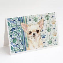 Load image into Gallery viewer, Cream Chihuahua Coastal Sea Glass Greeting Cards Pack of 8