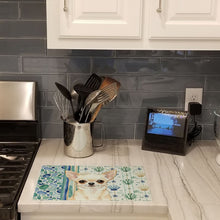 Load image into Gallery viewer, Cream Chihuahua Coastal Sea Glass Glass Cutting Board
