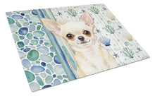 Load image into Gallery viewer, Cream Chihuahua Coastal Sea Glass Glass Cutting Board