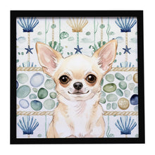 Load image into Gallery viewer, Cream Chihuahua Coastal Sea Glass Framed Metal Print