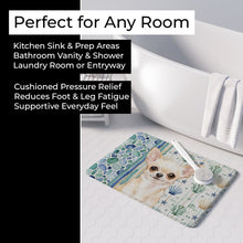 Load image into Gallery viewer, Cream Chihuahua Coastal Sea Glass Memory Foam Kitchen Mat