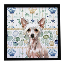 Load image into Gallery viewer, Hairless Chinese Crested Coastal Sea Glass Framed Metal Print