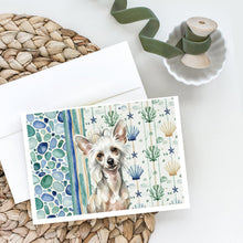 Load image into Gallery viewer, Hairless Mottled Pattern Chinese Crested Coastal Sea Glass Greeting Cards Pack of 8