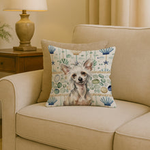 Load image into Gallery viewer, Hairless Mottled Pattern Chinese Crested Coastal Sea Glass Throw Pillow