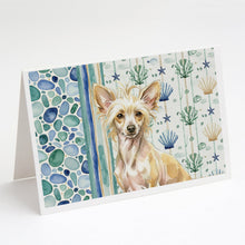 Load image into Gallery viewer, Hairless Palomino Chinese Crested Coastal Sea Glass Greeting Cards Pack of 8