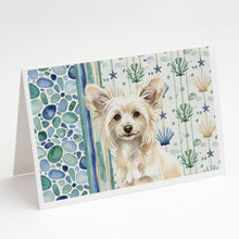 Load image into Gallery viewer, Powderpuff Chinese Crested Coastal Sea Glass Greeting Cards Pack of 8