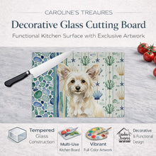 Load image into Gallery viewer, Powderpuff Chinese Crested Coastal Sea Glass Glass Cutting Board