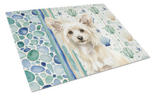 Load image into Gallery viewer, Powderpuff Chinese Crested Coastal Sea Glass Glass Cutting Board
