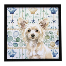 Load image into Gallery viewer, Powderpuff Chinese Crested Coastal Sea Glass Framed Metal Print