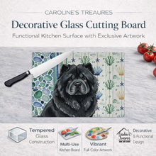 Load image into Gallery viewer, Black Chow Chow Coastal Sea Glass Glass Cutting Board